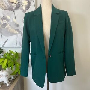 Abercrombie & Fitch Blazer Womens XS Green One Button Lined Tailored Jacket